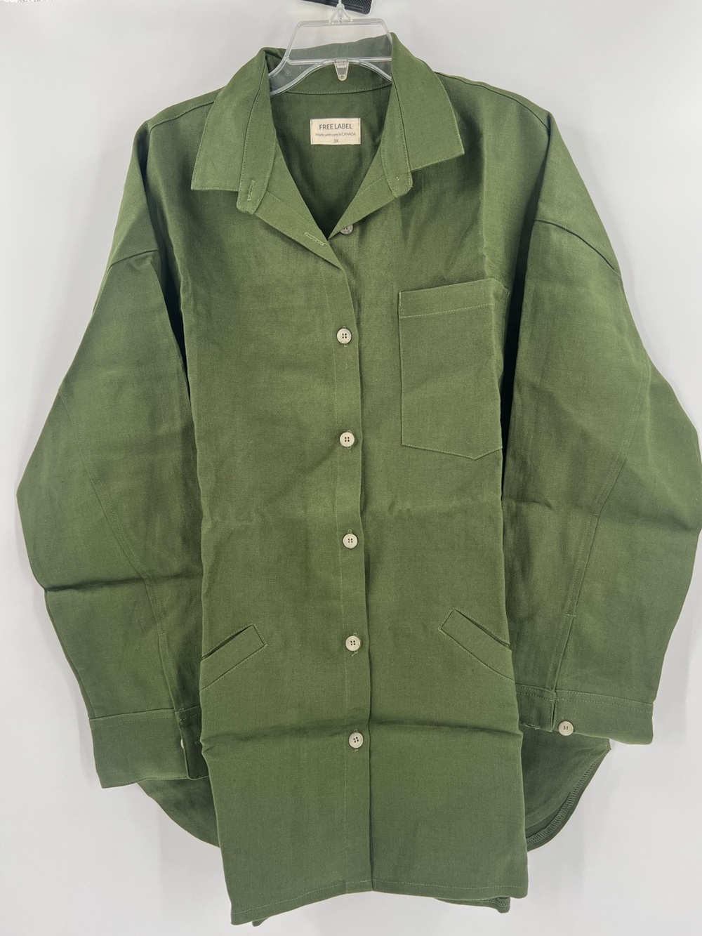 Free Label Pine Linen Cora Shacket Olive Green 3X NWT $198 - Picture 5 of 9